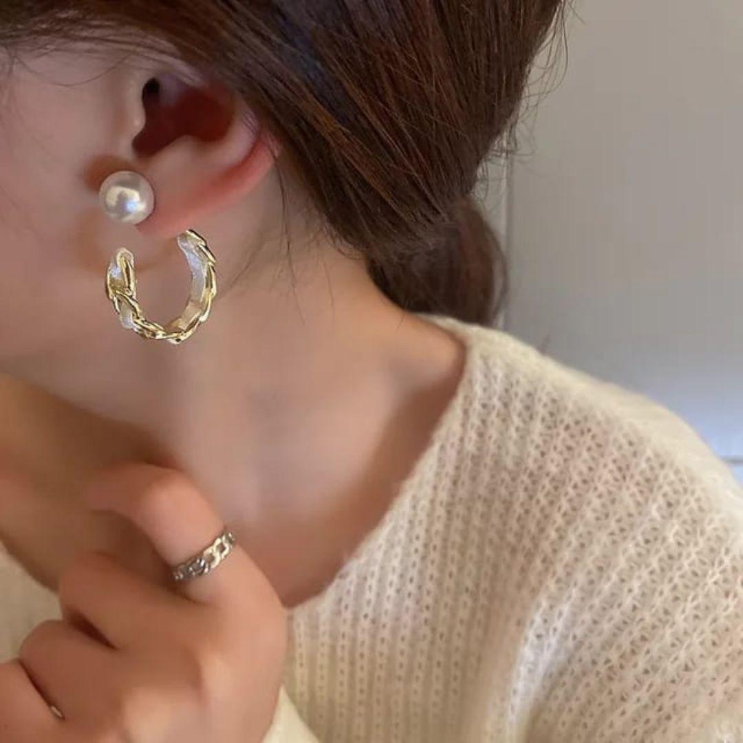 Dreamy Pearl Hoops Earring