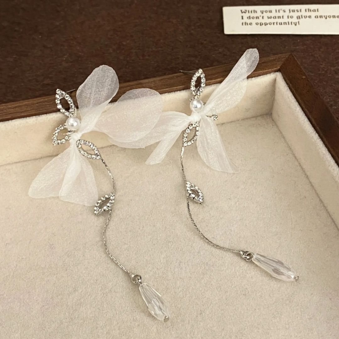 Blossom White Chain Earrings