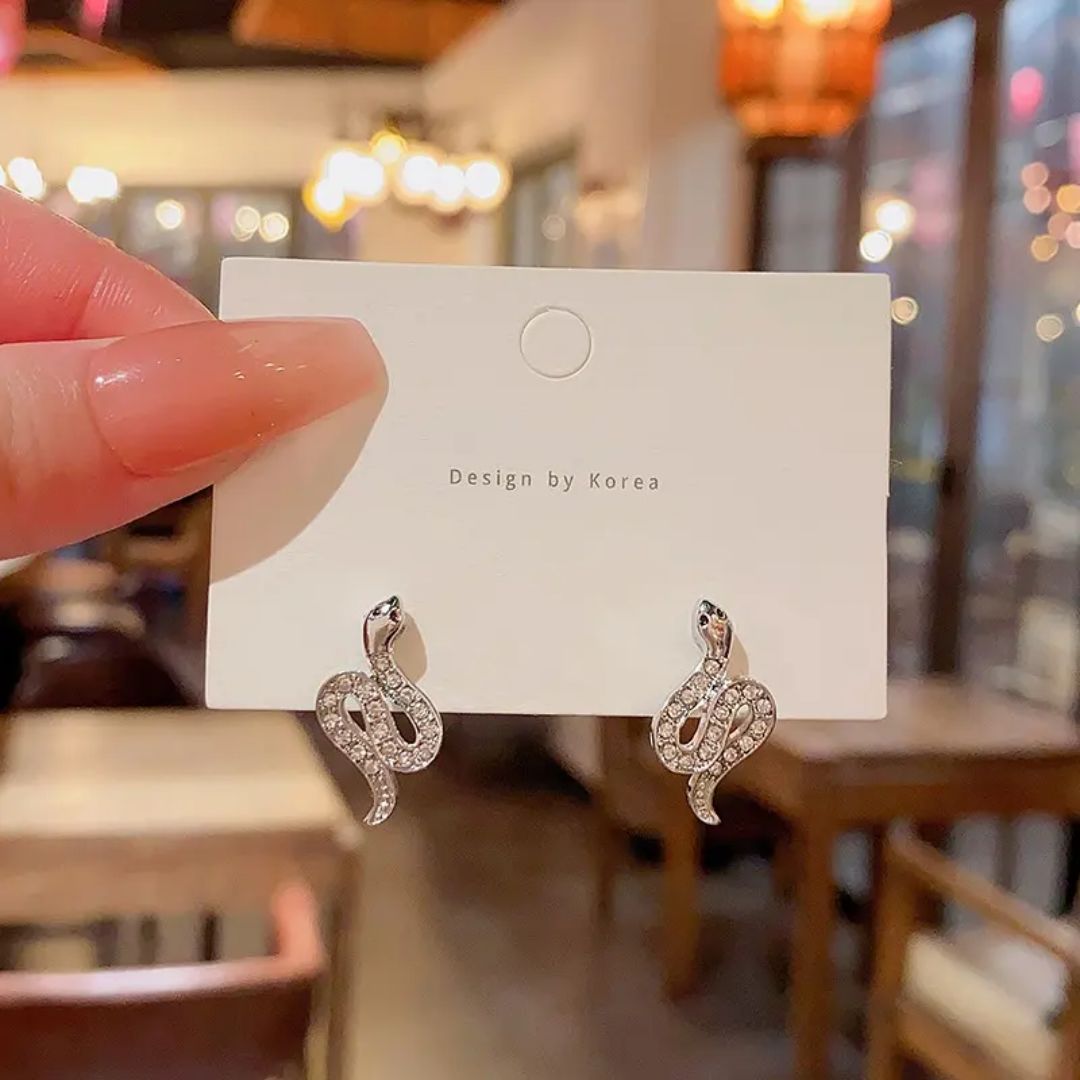 Silver Snake Stud Earrings