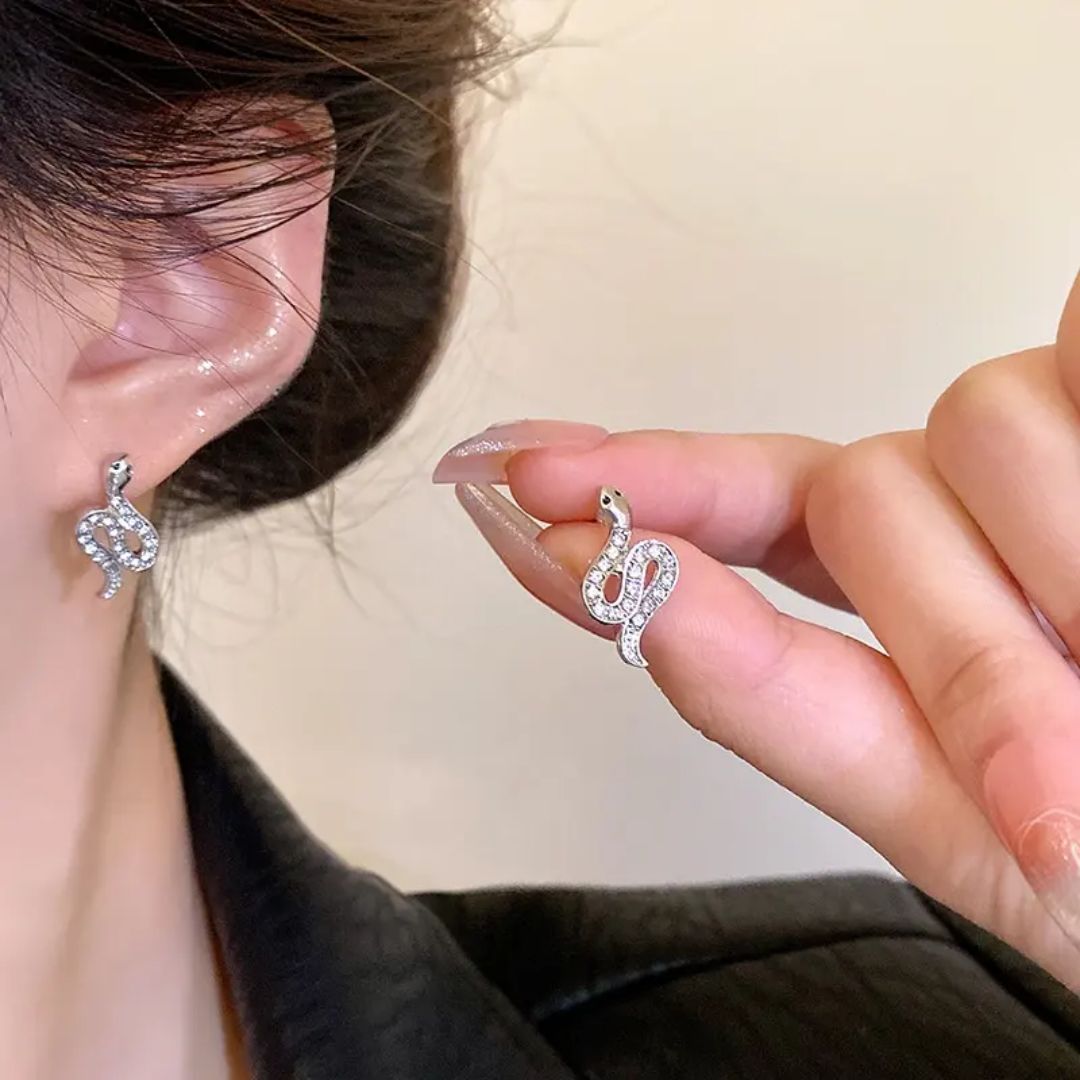 Silver Snake Stud Earrings