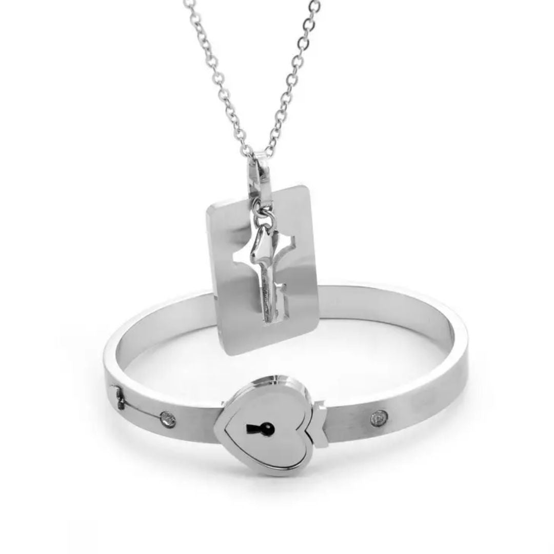 Couple's Lock and Key Bracelet Set