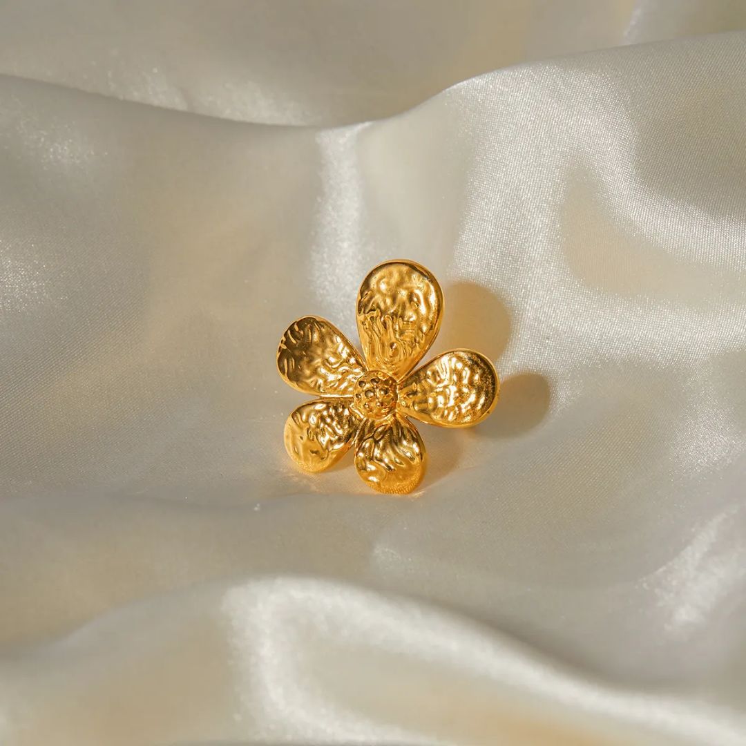 Golden Flower Statement Ring