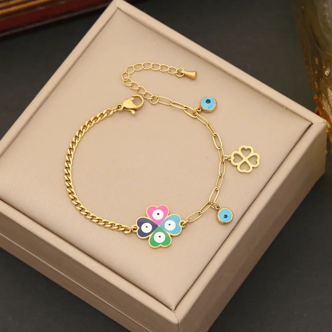 Evil Eye Clover Bracelet