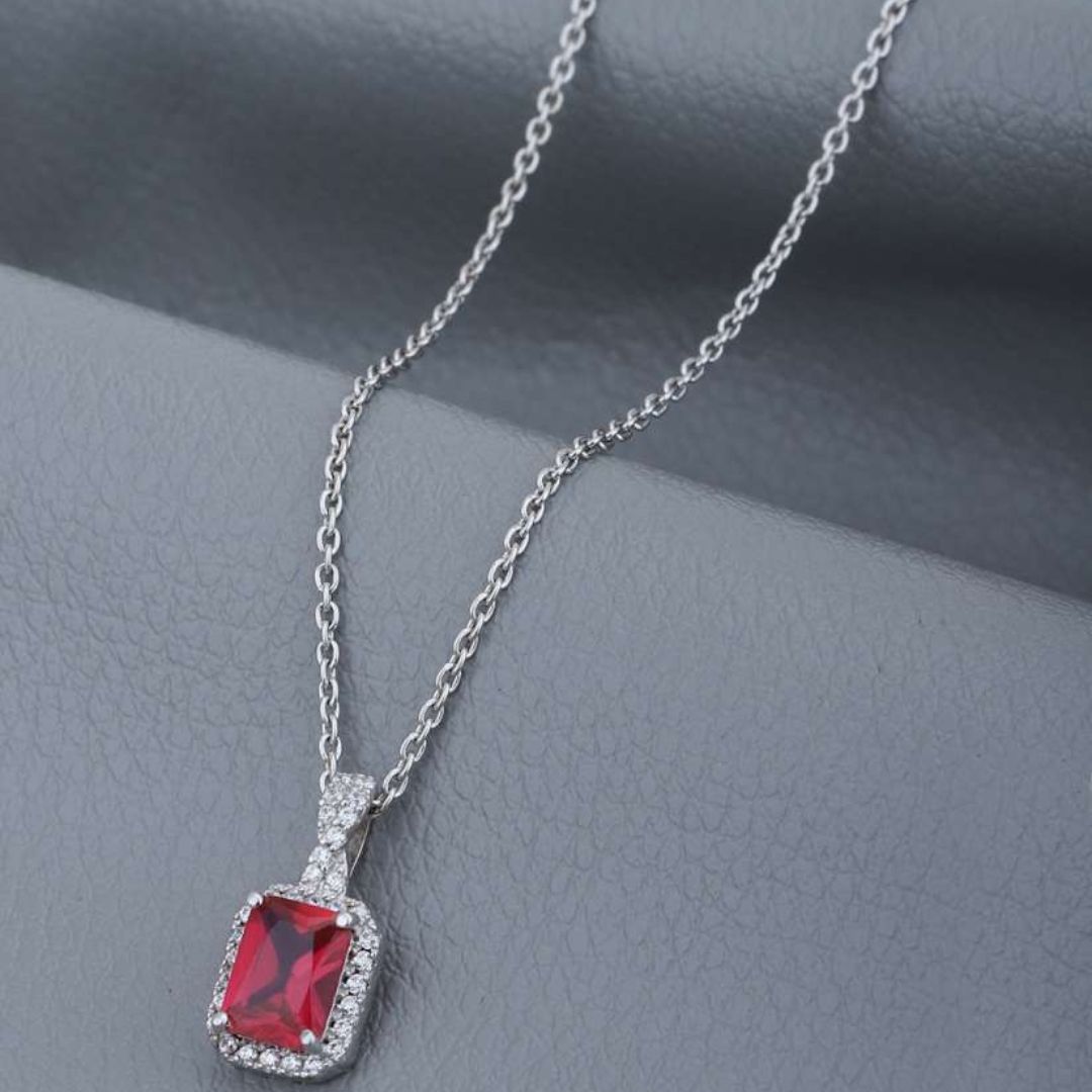 Ruby Rectangle Pendant Neckpiece