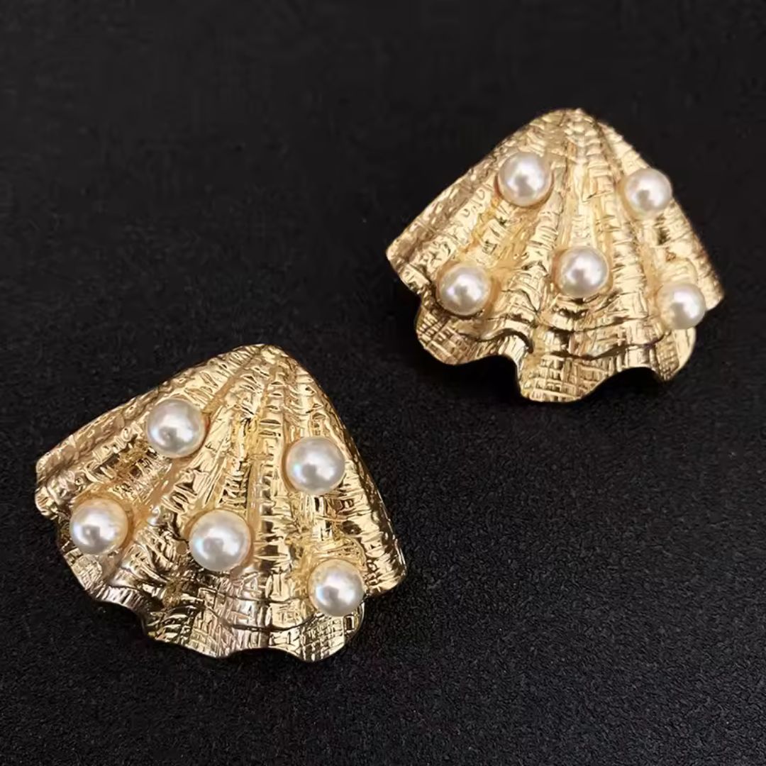 Gilded Pearl Shells Earrings
