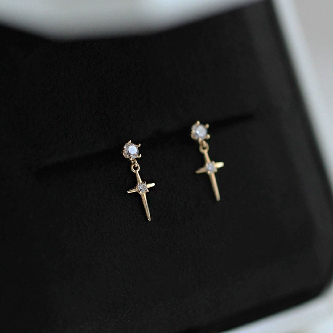 Minimal Cross Earrings