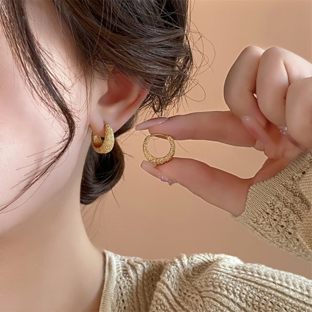 Textured Gold Hoop Earrings
