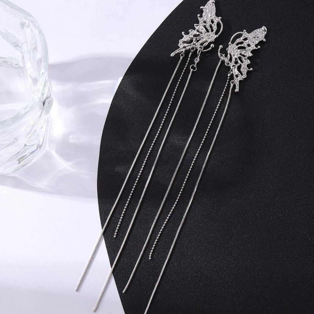 Dangling Chain Butterfly Ear Cuffs