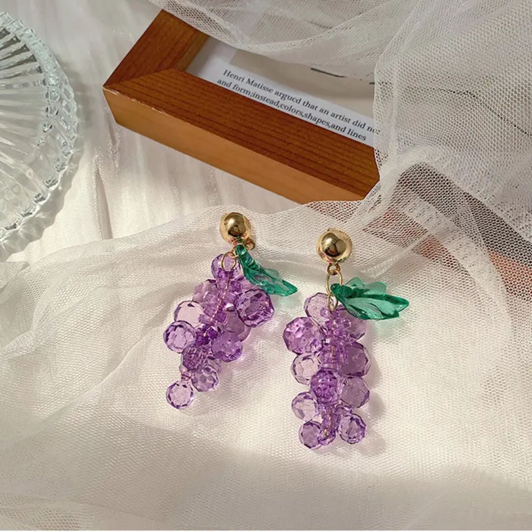 Crystal Grape Drop Earrings