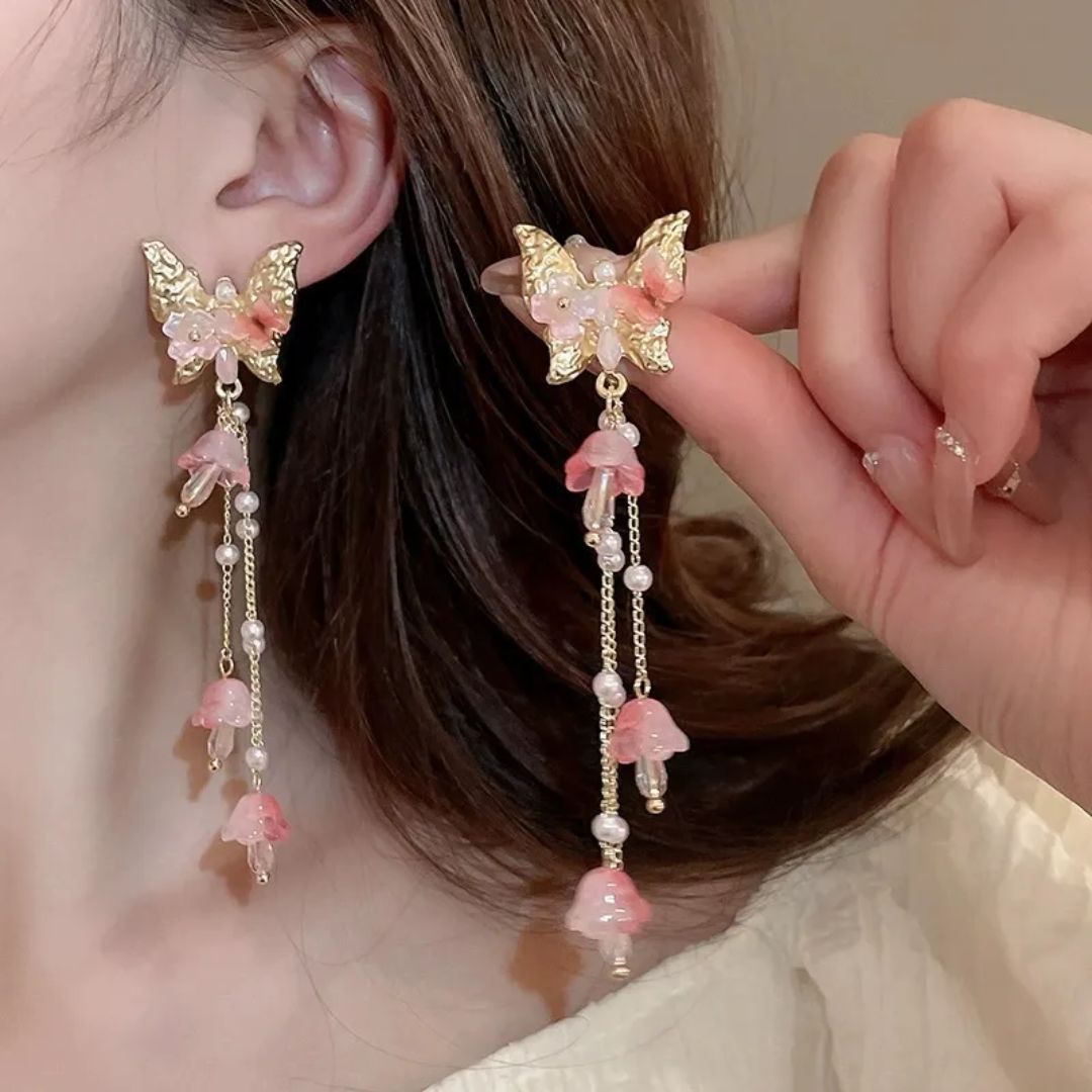Blush Butterfly Drop Earrings