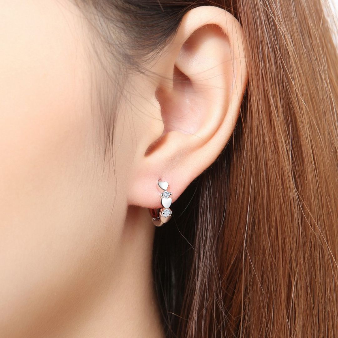 Crystal Heart Hug Hoops Earring