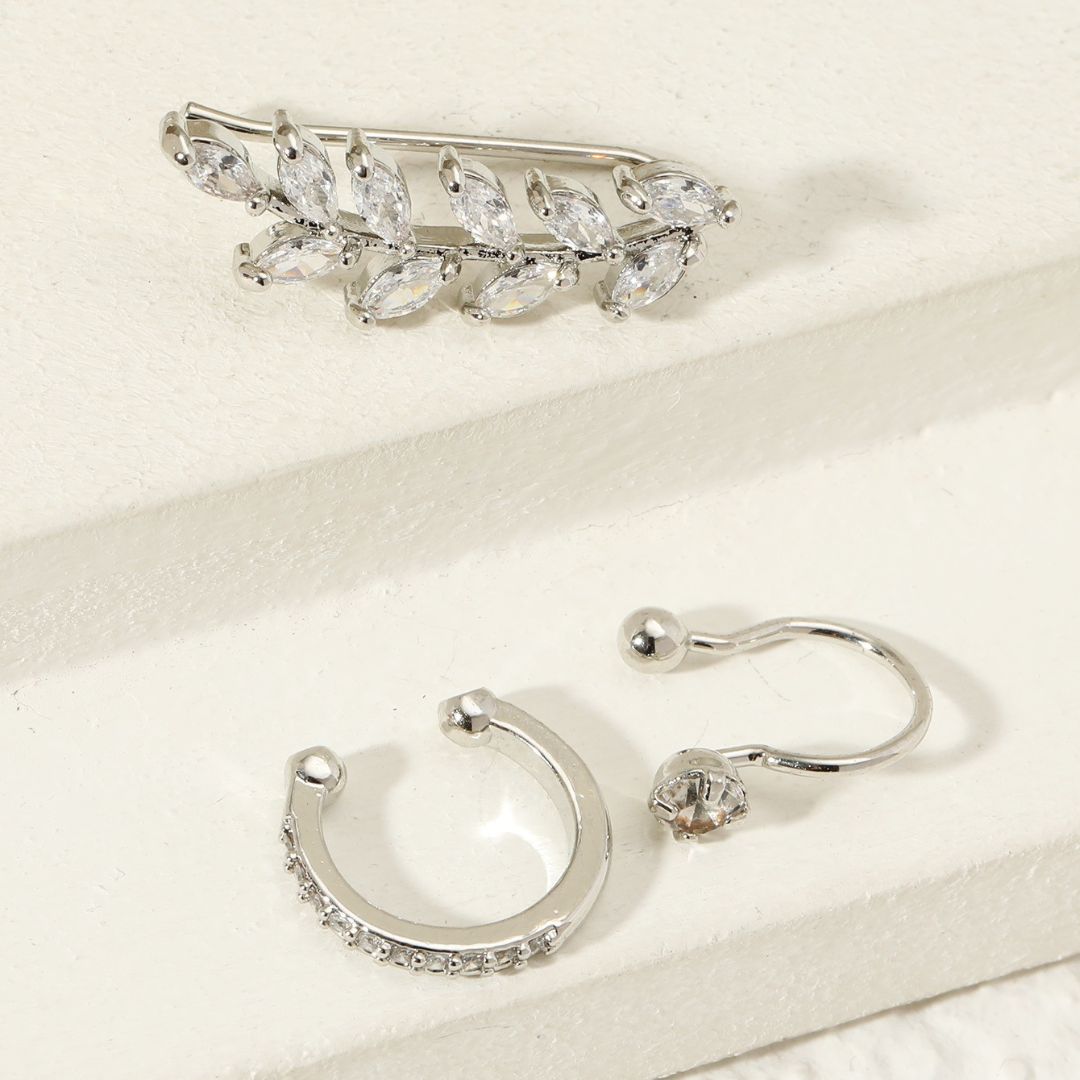 Crystal Leaf EarCuff Earring