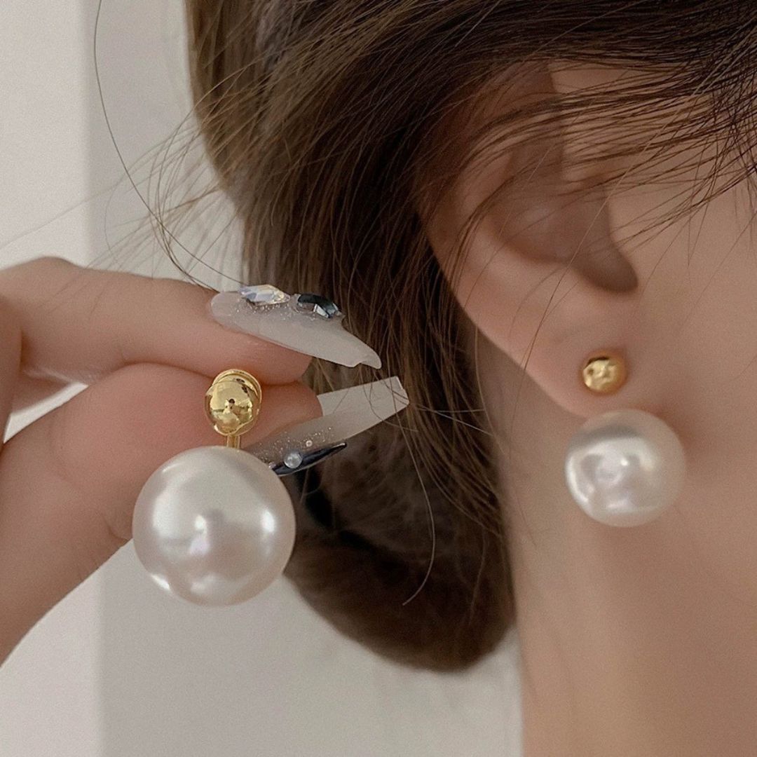 J-Hoop Pearl Dangle Earrings