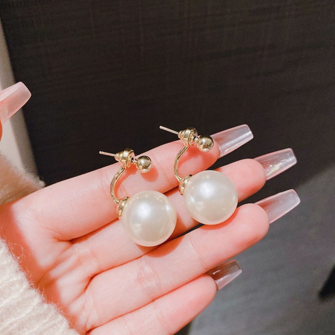J-Hoop Pearl Dangle Earrings