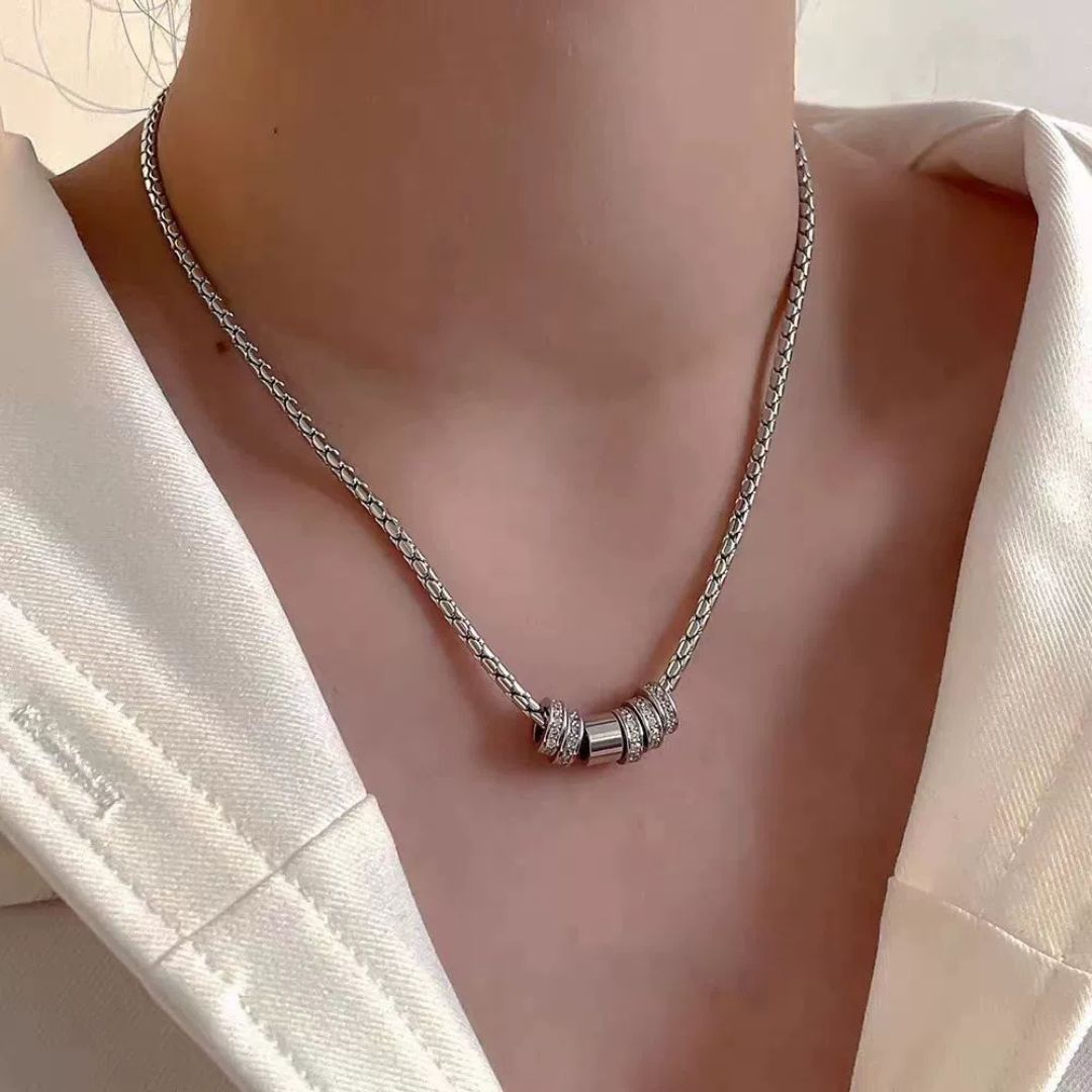 Triple-Ring Braided Chain Necklace