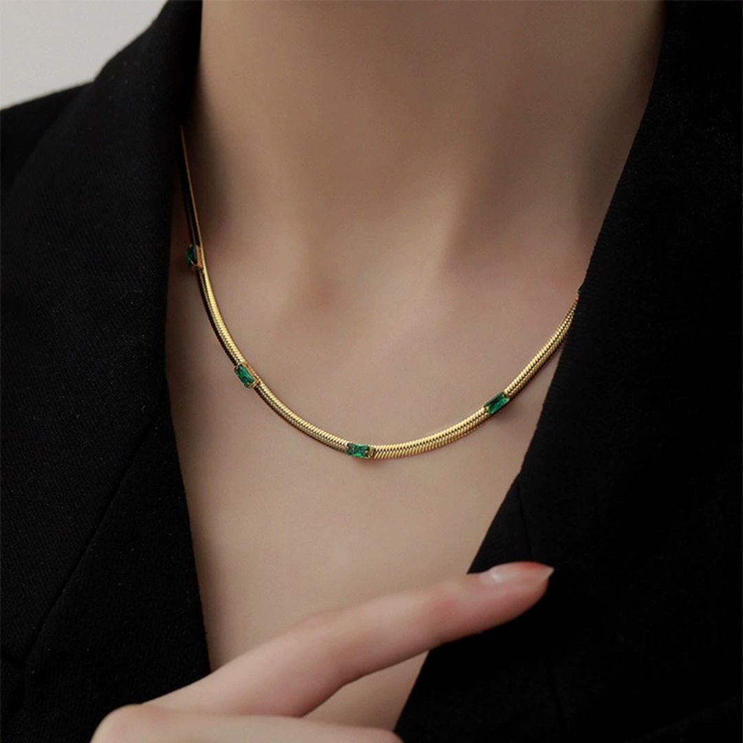 Dainty Emerald Stream Necklace