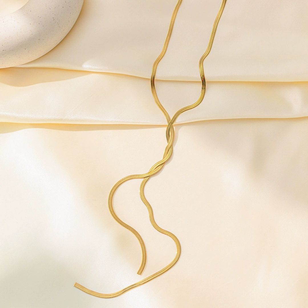 Golden Viper Lariat Necklace