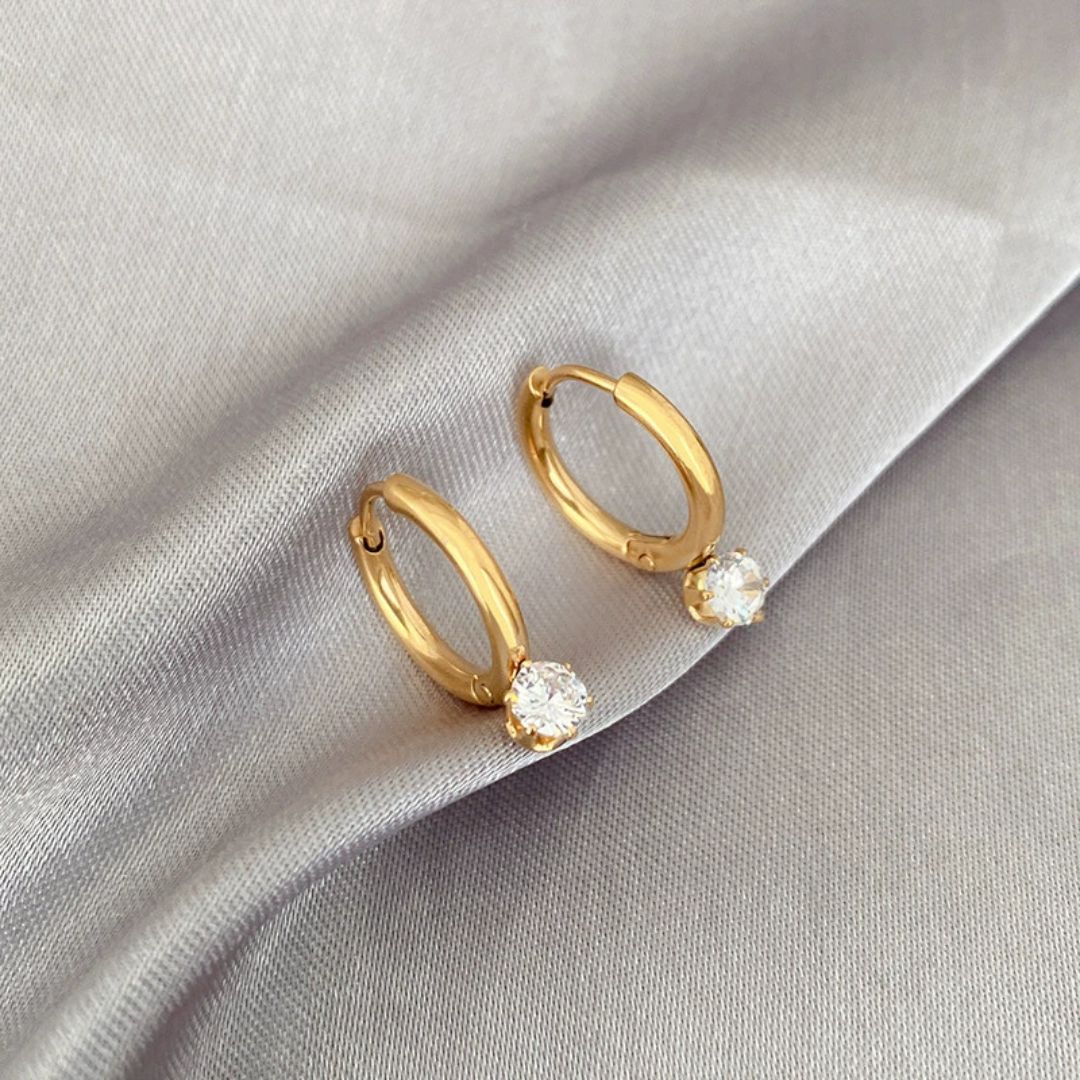 Shine Stone Hoops Earring