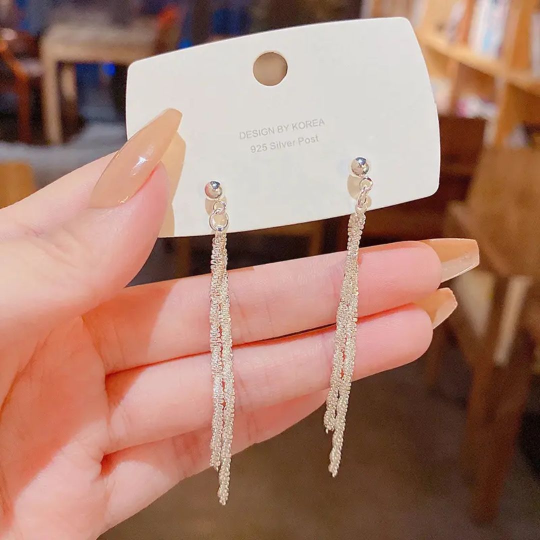 Silver Stardust Tassel Earrings