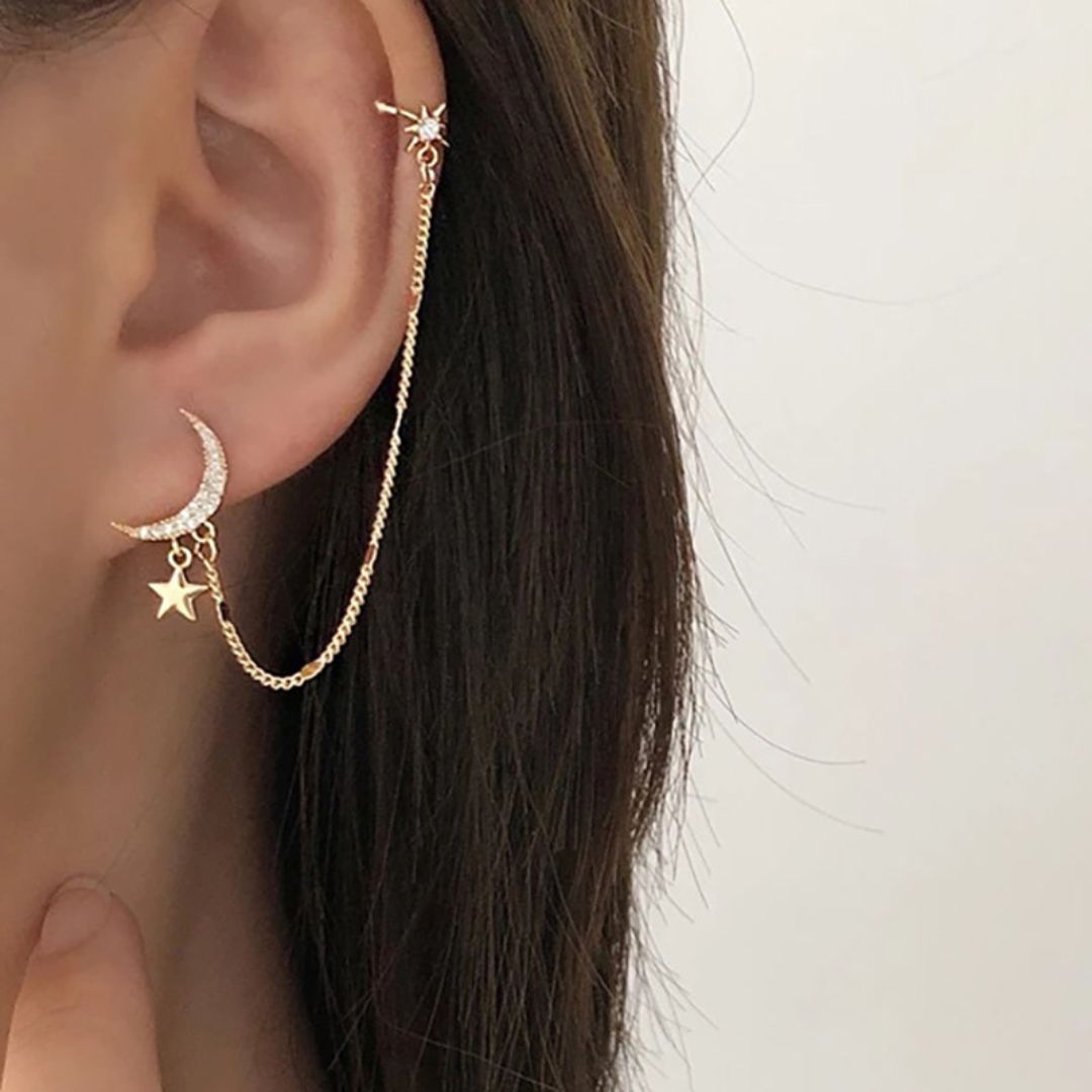 Midnight Crescent Ear Wrap Earrings