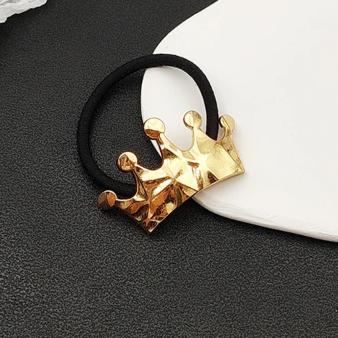 Gold Crown Metal Hair Tie