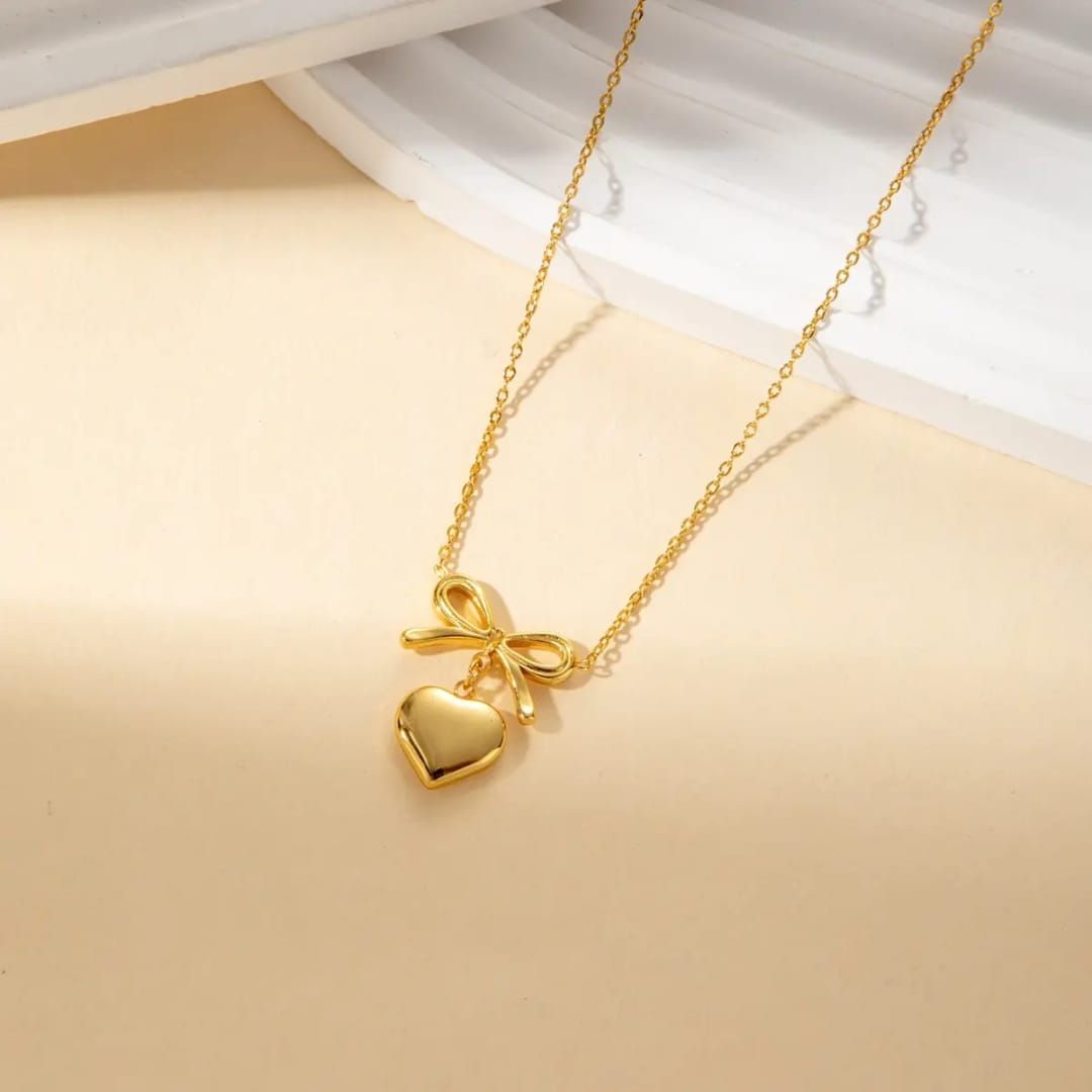 Golden Bow of Heart Neckpiece