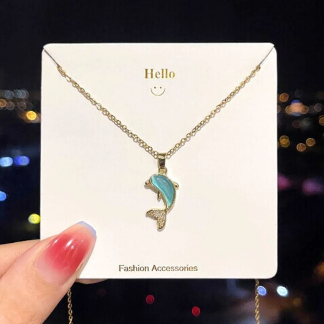 Silver Fin Charm fish Necklace