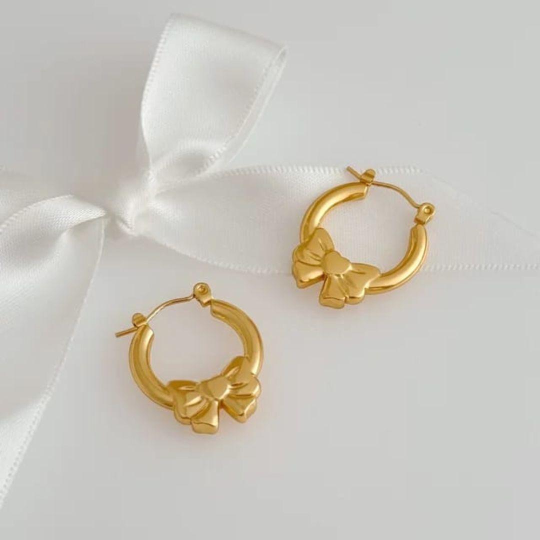Bow Gold Hoop Earrings
