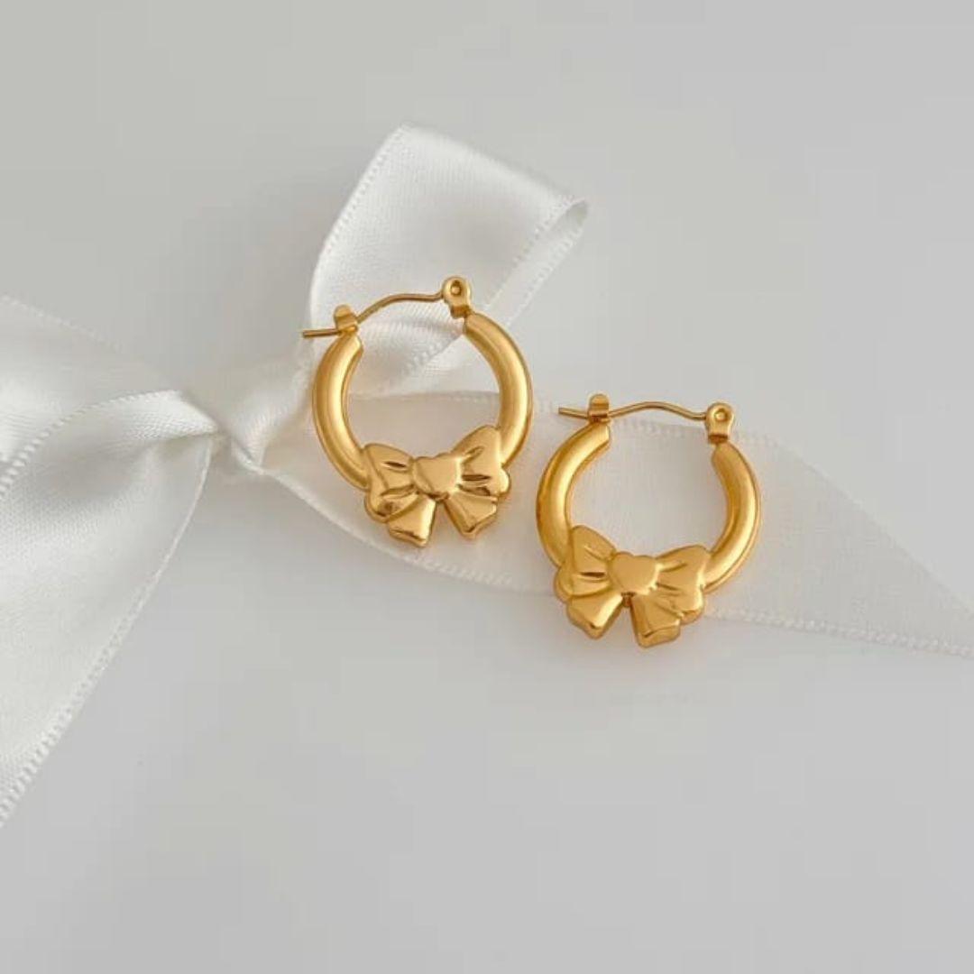 Bow Gold Hoop Earrings