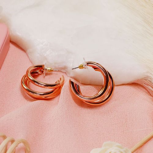 Call It A Day Hoop Earrings ( Rosegold )