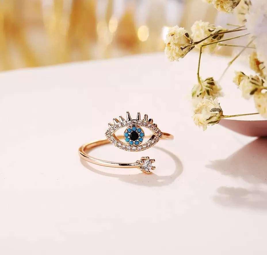 Exquisite Evil Eye Rose Gold Ring