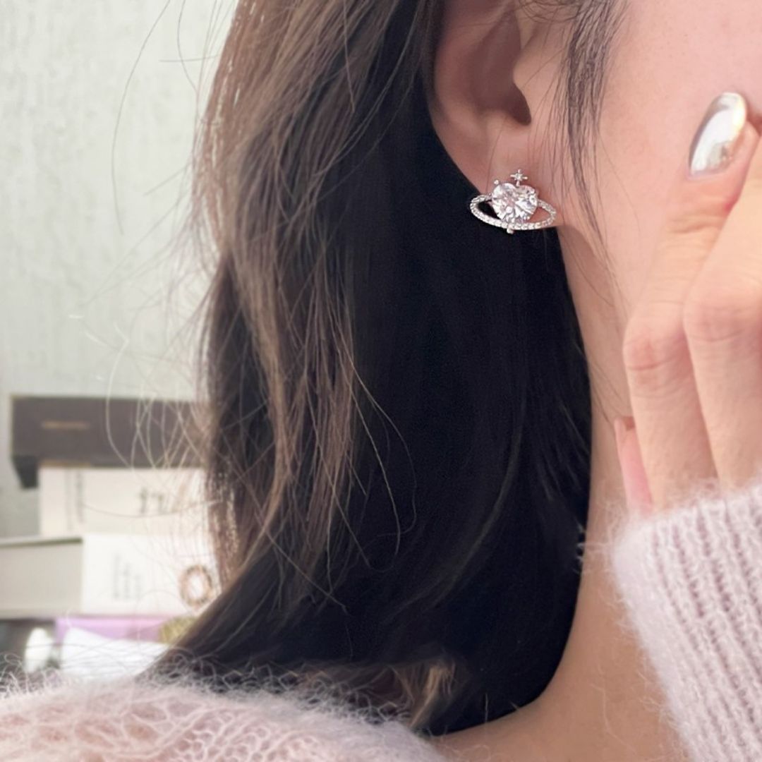 Galaxy Heart Studs Earrings
