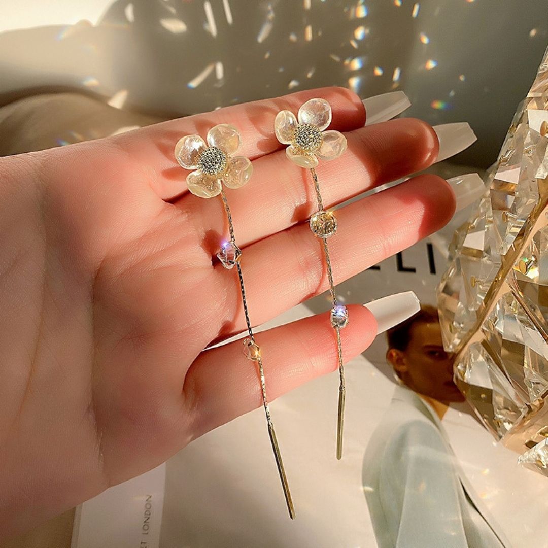 Moonlit Crystal Tassels Earrings