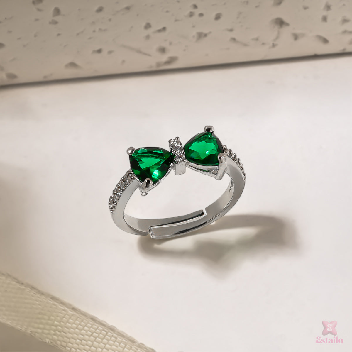 Emeralds Bow Ring