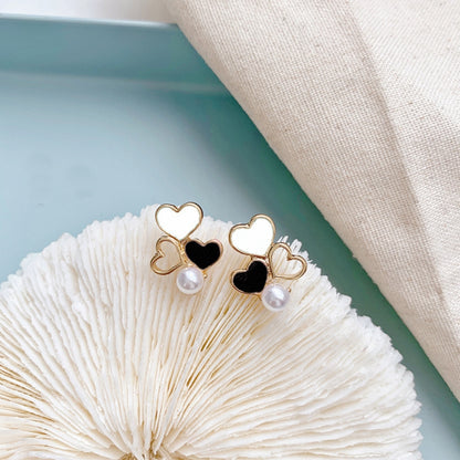 Black White Heart Earrings