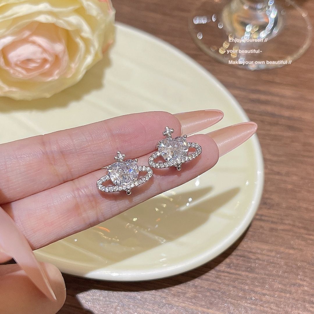 Galaxy Heart Studs Earrings