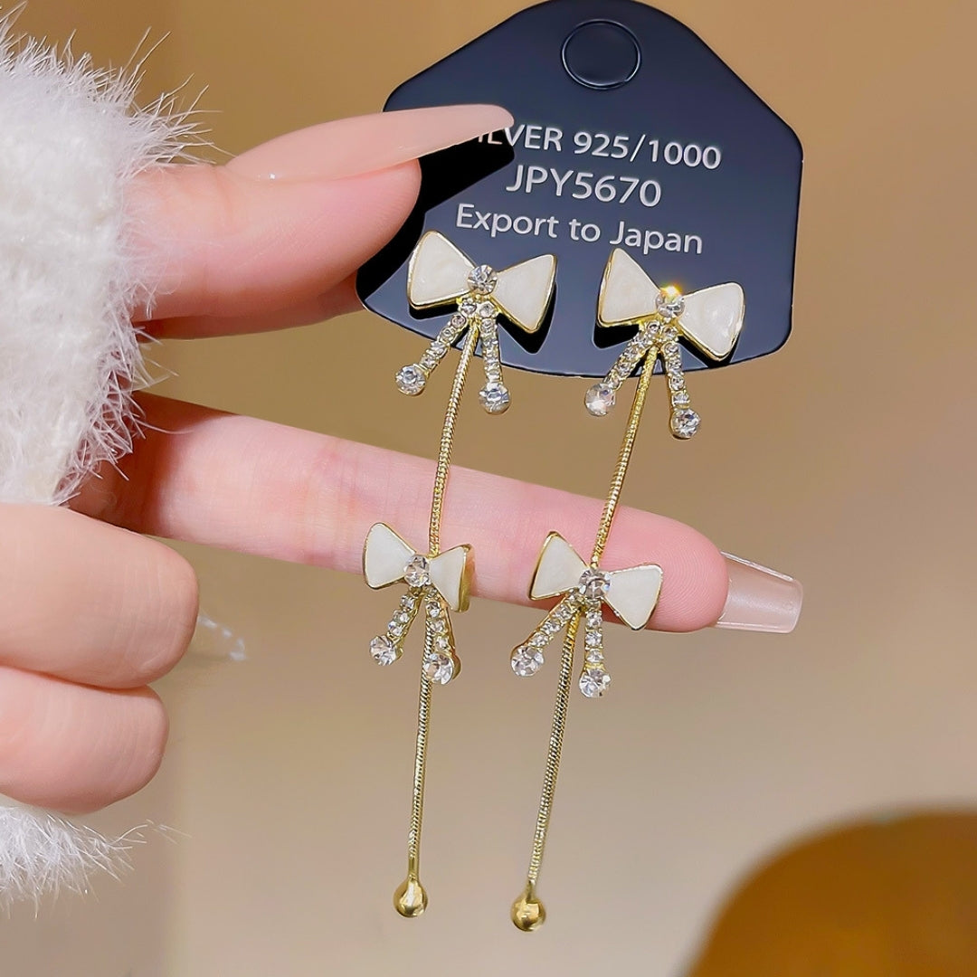 Zircon Ribbon Dangles Earrings