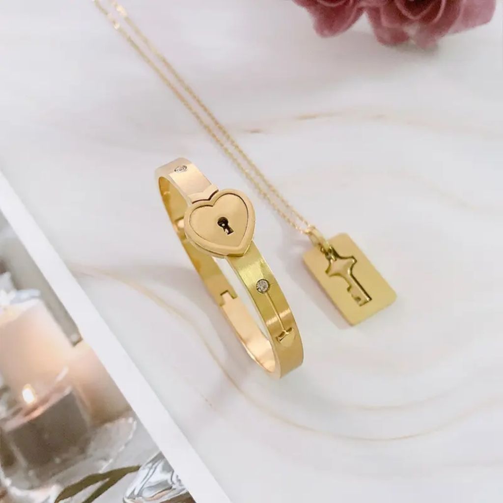 Heart Key Bracelet and Neckpiece
