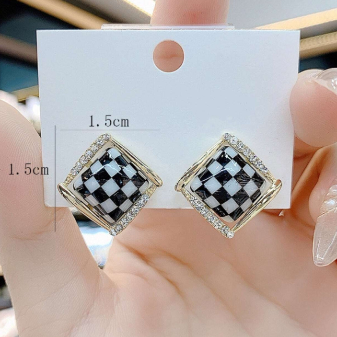 Checkmate Stud Earring