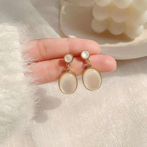 Moonlit Oval Drops Earrings
