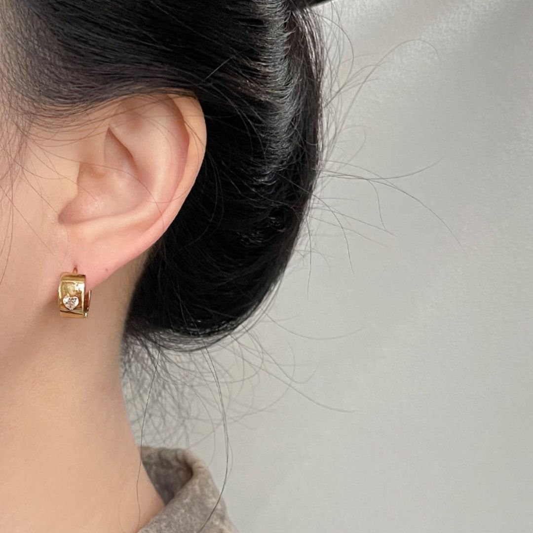 Glimmering Gold Huggies Earrings