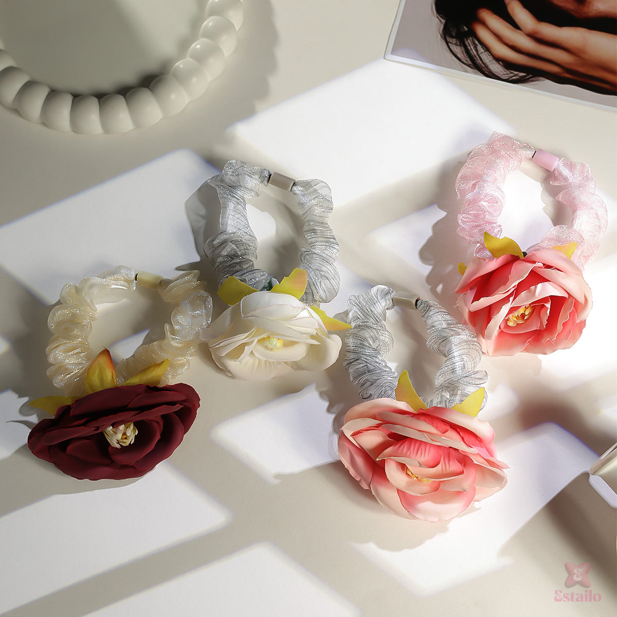 Rose Petal Scrunchie (pack of 1)
