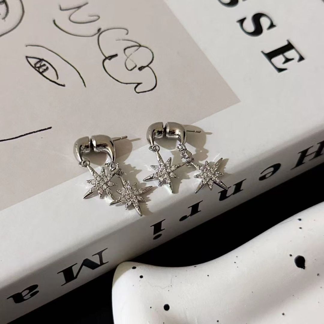 Zircon Starburst Drops Earrings