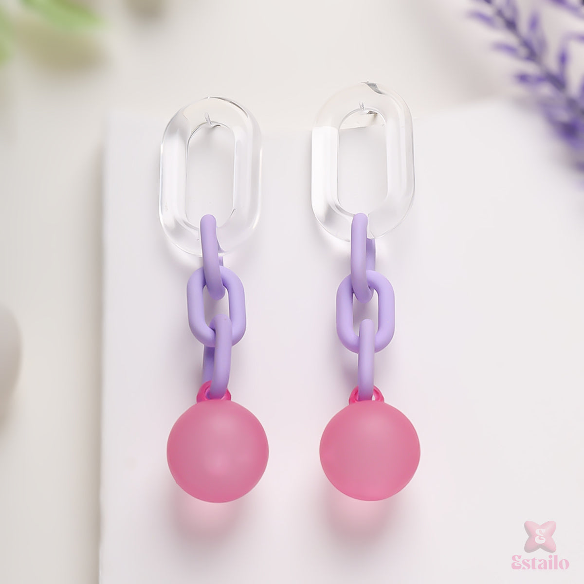 Colored Pearl Linked Earrings