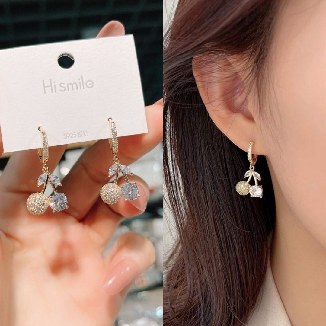 Gilded Cherry Glint Drop Earrings