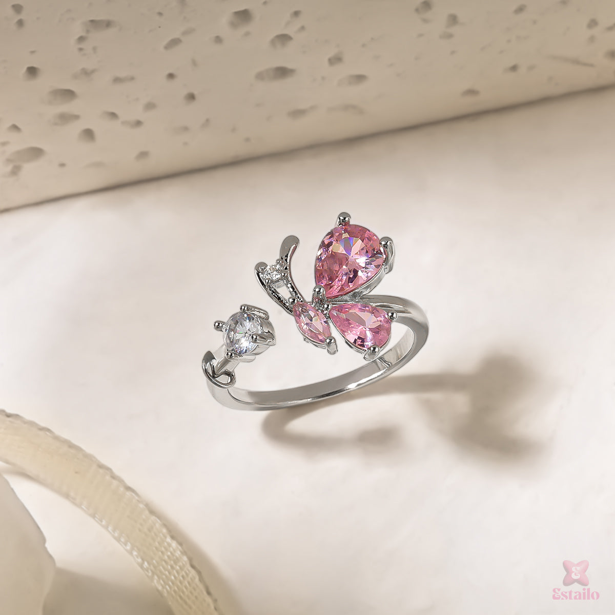 Pink Butterfly Ring
