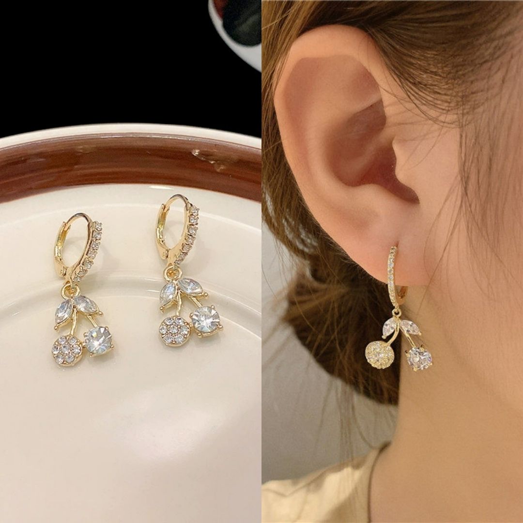 Gilded Cherry Glint Drop Earrings