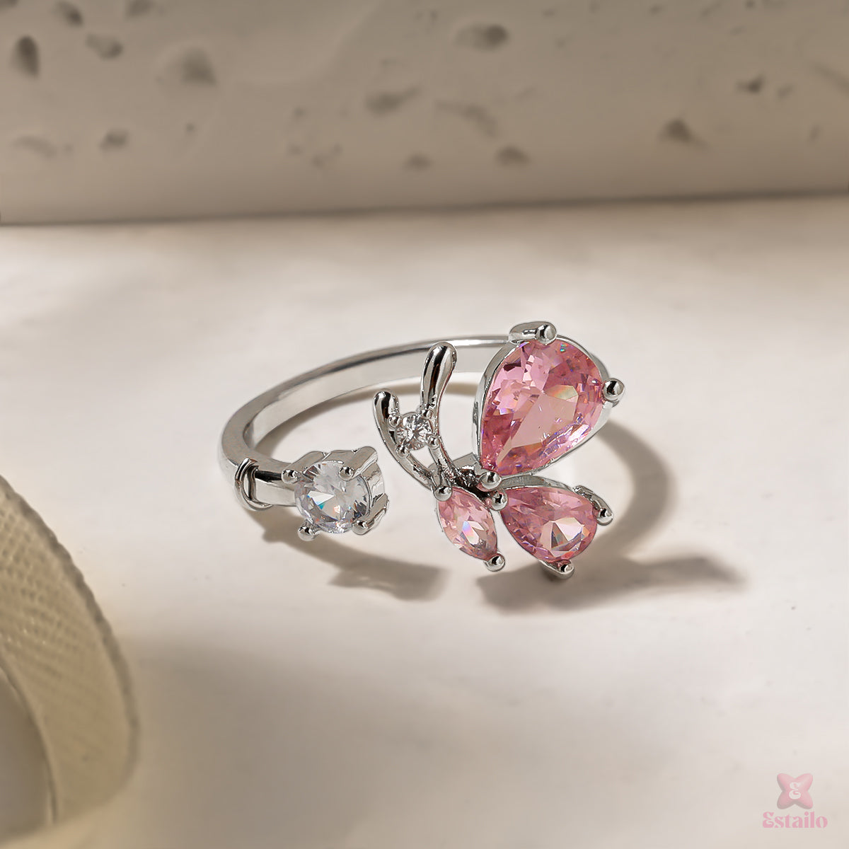 Pink Butterfly Ring