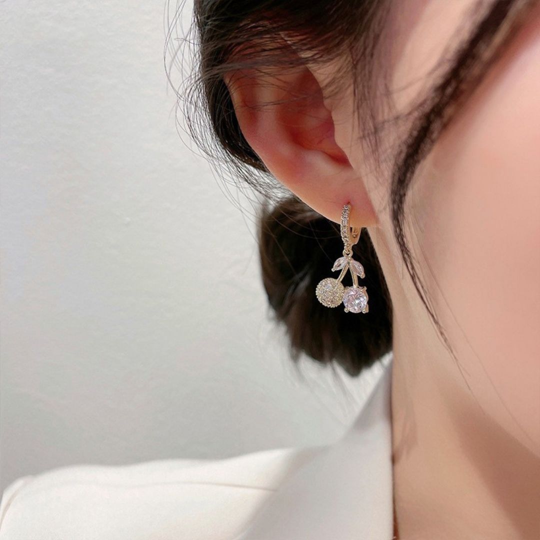 Gilded Cherry Glint Drop Earrings