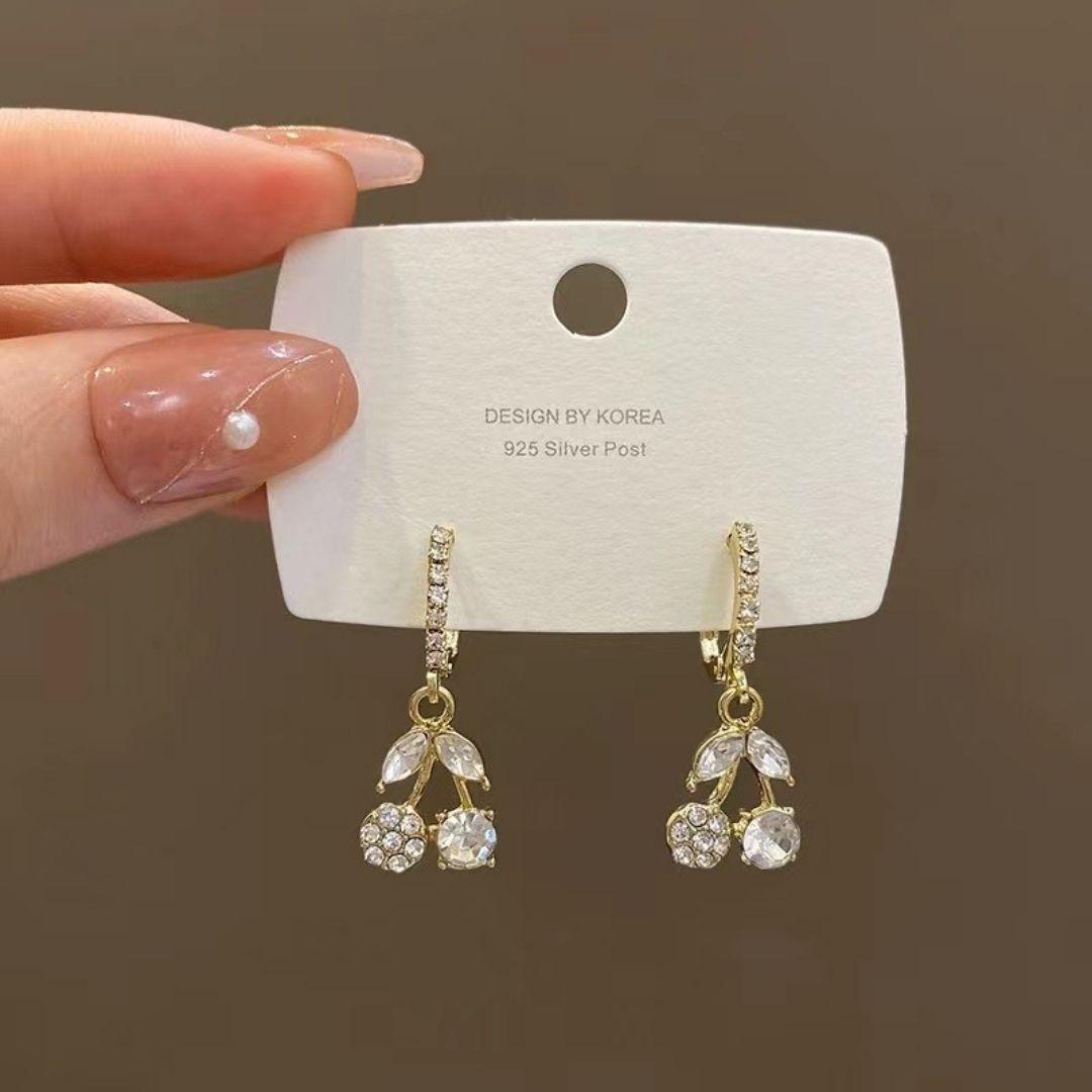 Gilded Cherry Glint Drop Earrings